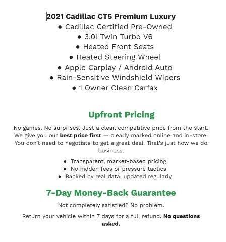 2021 Cadillac CT5 4dr Sdn Premium Luxury