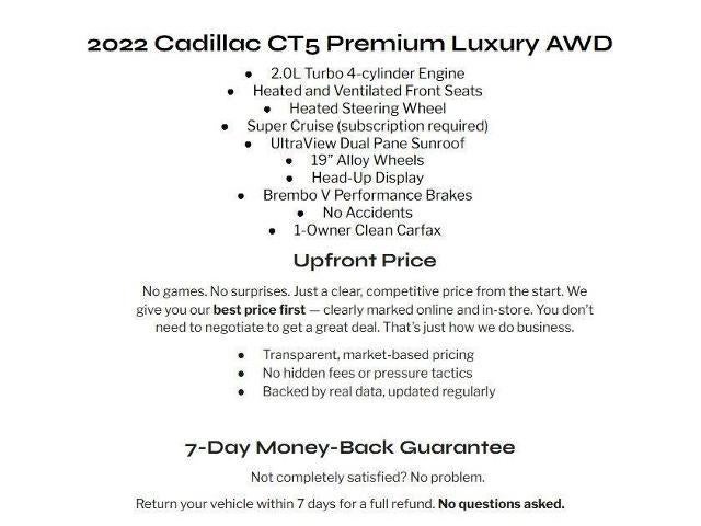 2022 Cadillac CT5 4dr Sdn Premium Luxury