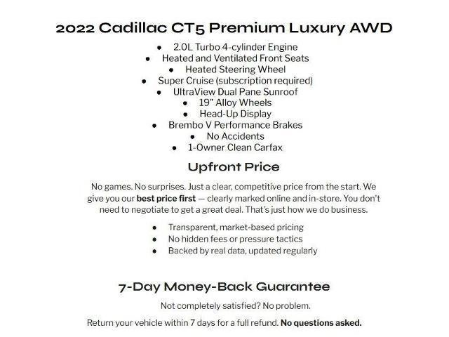 2022 Cadillac CT5 4dr Sdn Premium Luxury