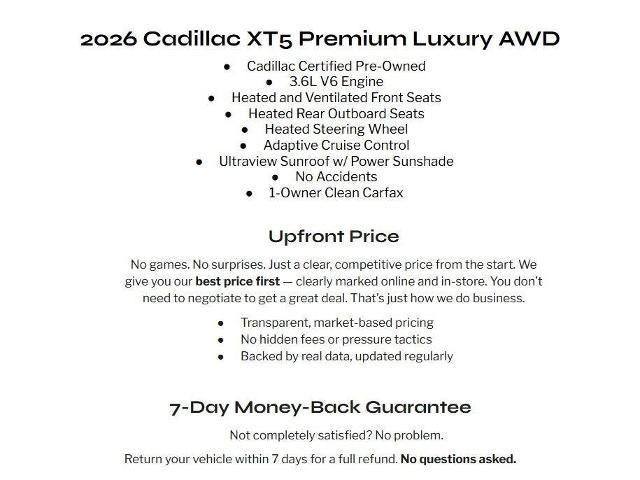 2026 Cadillac XT5 AWD 4dr Premium Luxury