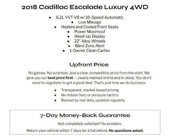 2018 Cadillac Escalade 4WD 4dr Luxury