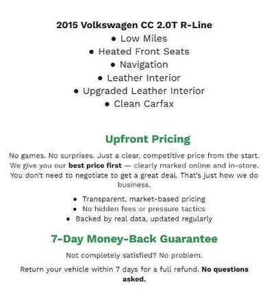 2015 Volkswagen CC 4dr Sdn DSG R-Line