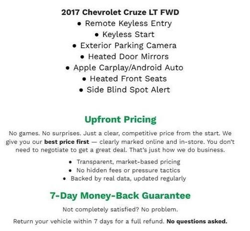 2017 Chevrolet Cruze 4dr Sdn 1.4L LT w/1SD