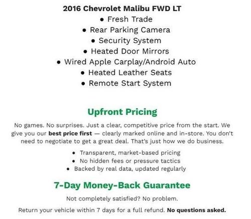 2016 Chevrolet Malibu 4dr Sdn LT w/1LT