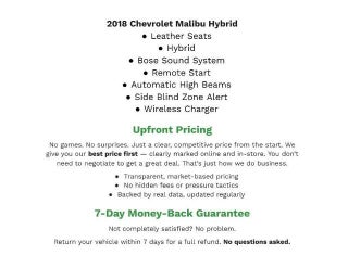 2018 Chevrolet Malibu 4dr Sdn Hybrid w/1HY