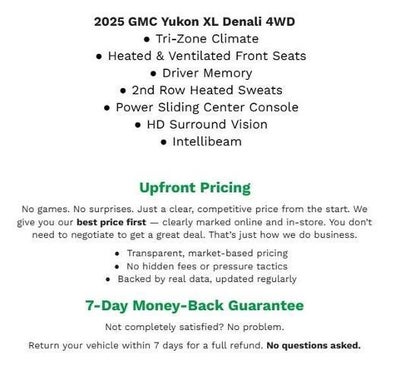 2025 GMC Yukon XL 4WD 4DR DENALI **HEATED FRONT & REAR SEATS**HD SURROUND VISION**ADAPTIVE CRUISE CONTROL**