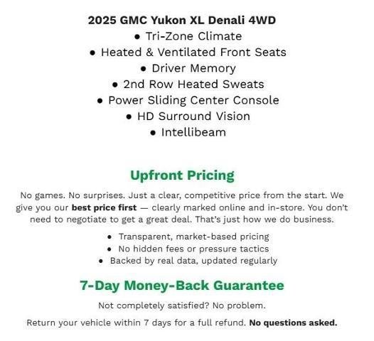 2025 GMC Yukon XL 4WD 4DR DENALI **HEATED FRONT & REAR SEATS**HD SURROUND VISION**ADAPTIVE CRUISE CONTROL**