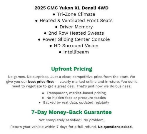 2025 GMC Yukon XL 4WD 4DR DENALI **HEATED FRONT & REAR SEATS**HD SURROUND VISION**ADAPTIVE CRUISE CONTROL**