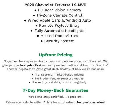 2020 Chevrolet Traverse AWD 4DR LS W/1LS **TRI-ZONE CLIMATE**KEYLESS REMOTE ENTRY**APPLE CARPLAY/ANDROID AUTO**