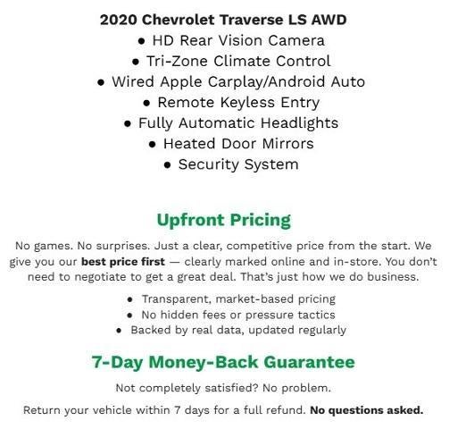 2020 Chevrolet Traverse AWD 4DR LS W/1LS **TRI-ZONE CLIMATE**KEYLESS REMOTE ENTRY**APPLE CARPLAY/ANDROID AUTO**
