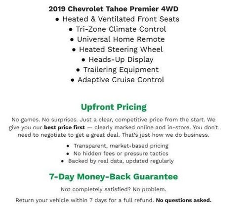 2019 Chevrolet Tahoe 4WD 4DR PREMIER **ADAPTIVE CRUISE CONTROL**HEADS-UP DISPLAY**TRI-ZONE HEATING AND COOLING**
