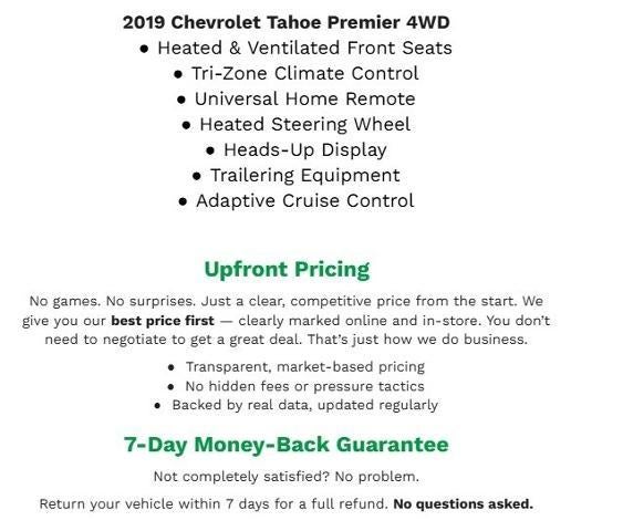 2019 Chevrolet Tahoe 4WD 4DR PREMIER **ADAPTIVE CRUISE CONTROL**HEADS-UP DISPLAY**TRI-ZONE HEATING AND COOLING**