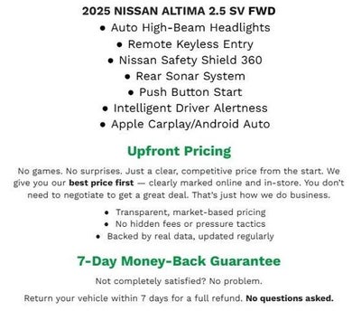 2025 Nissan Altima SV FWD