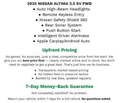 2025 Nissan Altima SV FWD