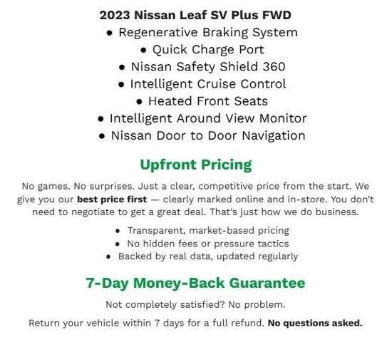 2023 Nissan LEAF SV PLUS HATCHBACK **HEATED FRONT SEATS**QUICK CHARGE PORT**INTELLIGENT CRUISE CONTROL**