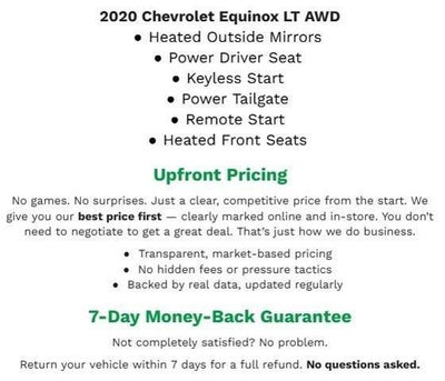 2020 Chevrolet Equinox AWD 4DR LT W/1LT **HEATED FRONT SEATS**PASSIVE ENTRY/LOCK**REMOTE START SYSTEM**