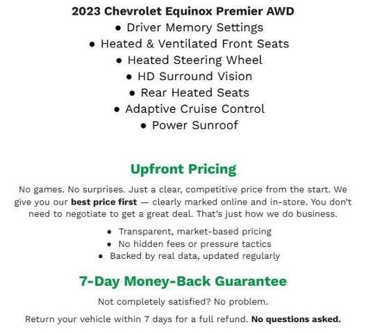 2023 Chevrolet Equinox AWD 4DR PREMIER **DRIVER MEMORY SETTINGS**HD SURROUND VISION**HEATED FRONT & REAR SEATS**