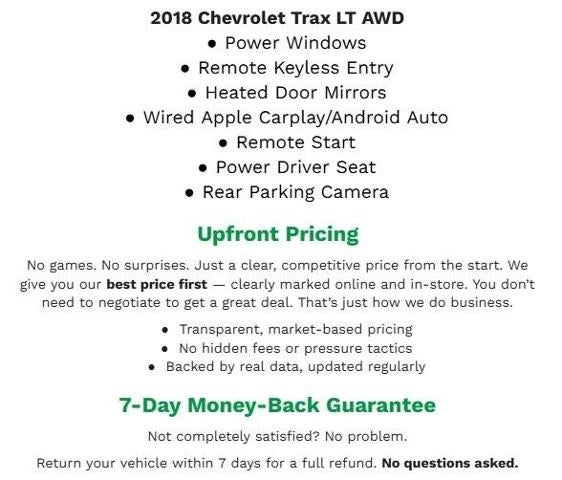 2018 Chevrolet Trax AWD 4DR LT W/2LT **WIRED APPLE CARPLAY/ANDROID AUTO**REMOTE KEYLESS ENTRY**REMOTE START**