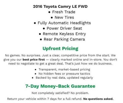 2016 Toyota Camry 4dr Sdn I4 Auto LE