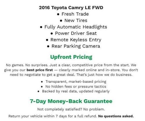 2016 Toyota Camry 4dr Sdn I4 Auto LE