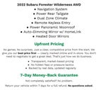 2022 Subaru Forester WILDERNESS CVT **NAVIGATION SYSTEM**DUAL ZONE CLIMATE**POWER PANORAMIC MOONROOF**