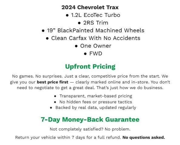 2024 Chevrolet Trax FWD 4DR 2RS **ADAPTIVE CRUISE CONTROL**HEATED FRONT SEATS & STEERING WHEEL**PASSIVE ENTRY/LOCK**