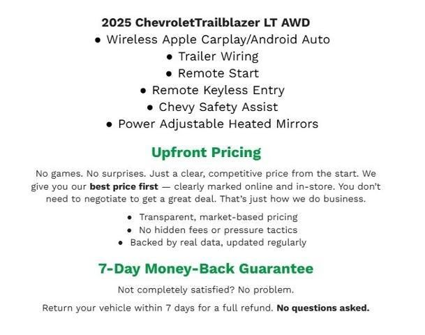 2025 Chevrolet Trailblazer AWD 4DR LT W/2LT **APPLE CARPLAY/ANDROID AUTO**REMOTE START**TRAILER WIRING**