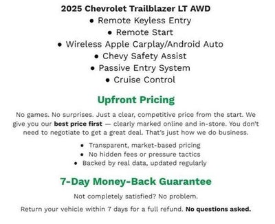 2025 Chevrolet Trailblazer AWD 4DR LT W/2LT **APPLE CARPLAY/ANDROID AUTO**REMOTE START**REMOTE KEYLESS ENTRY****